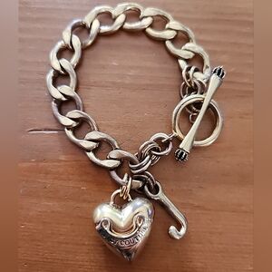 Juicy Couture Banner Heart J Toggle Starter Charm Bracelet GoldTone Authentic